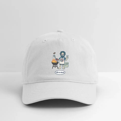 Life is dead. Jerry's Grillin' Grateful Dead Stealie Dad Hat - white
